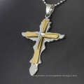 Cruz cristã pingente de ouro, atacado jóias de aço inoxidável cristão